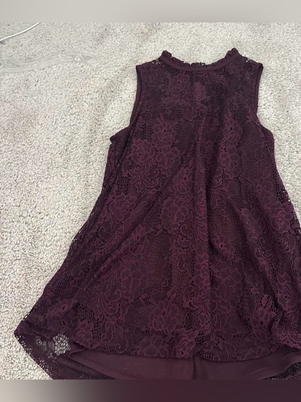 dark purple lace shirt with floral pattern